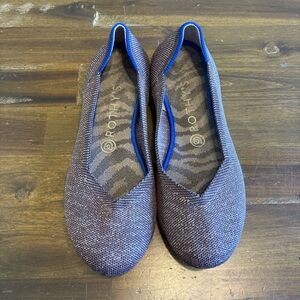 Rothy’s Twilight Metallic Ballet Flats Round Toe Blue Gray 7.5 7 1/2 Slip On